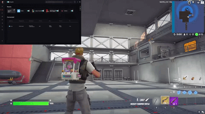 Game screen with ExitLag ON